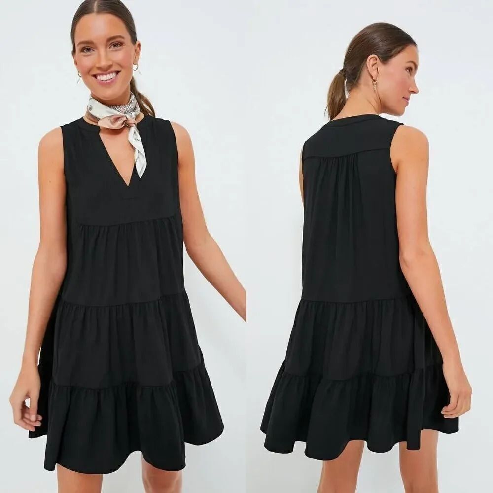 Pomander Place Black Crepe Sleeveless Kenzo Dress S NWT $118